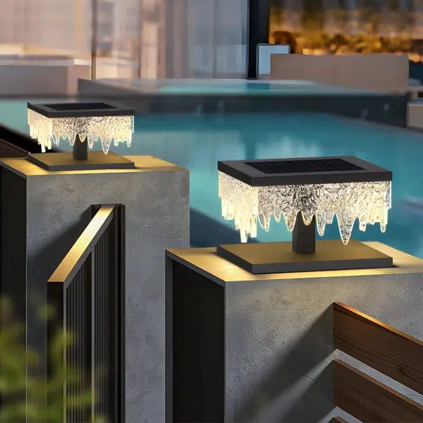 Waterproof Square Creative LED Black Modern Solar Fence Post Lights - Image 3