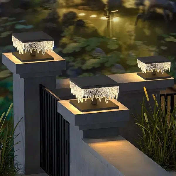 Waterproof Square Creative LED Black Modern Solar Fence Post Lights - Image 2