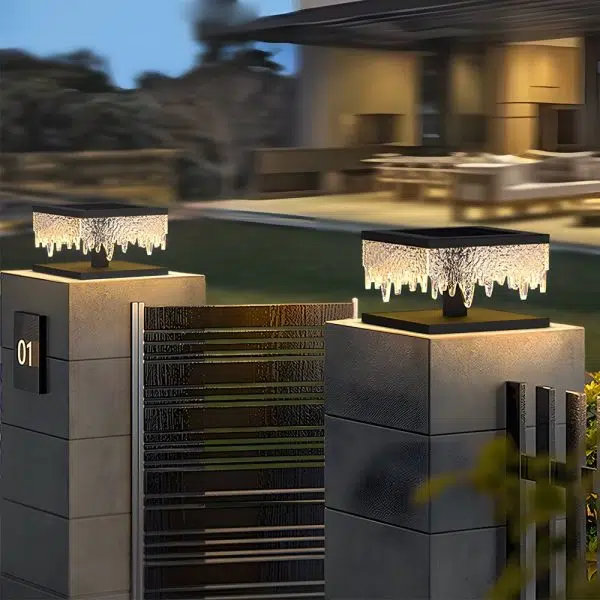 Waterproof Square Creative LED Black Modern Solar Fence Post Lights - Image 5