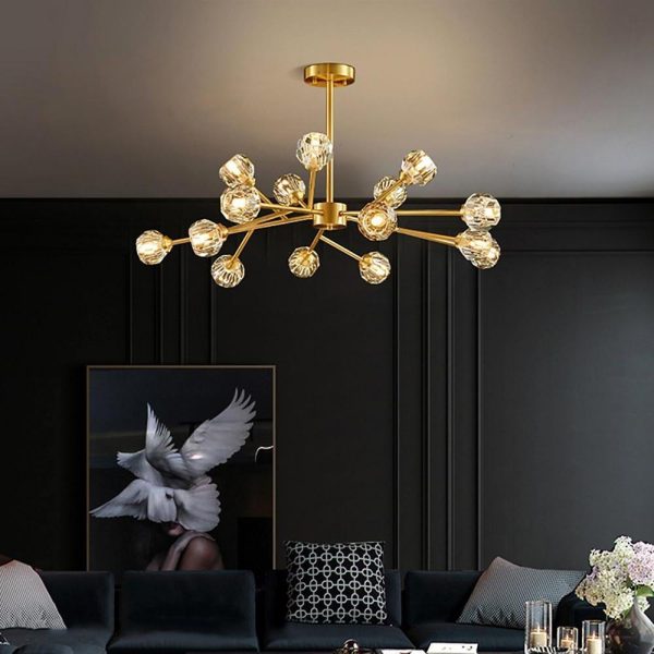 15-light LED Crystal Copper Modern Sputnik Chandelier Ceiling Lights - Image 3