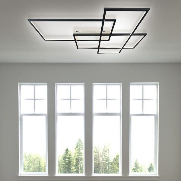 Overlapping Rectangles Aluminum Geometric Style Flush Mount Lighting LED Ceiling Light - Image 3