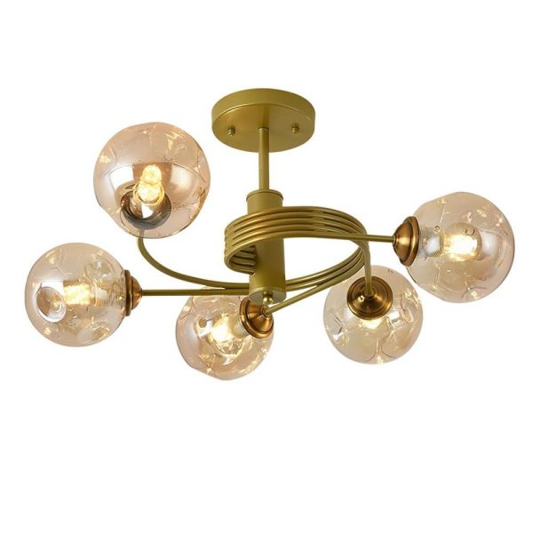 Swirling Nordic Globe Bubble Chandelier Metal Glass Bedroom Chandelier - Image 9