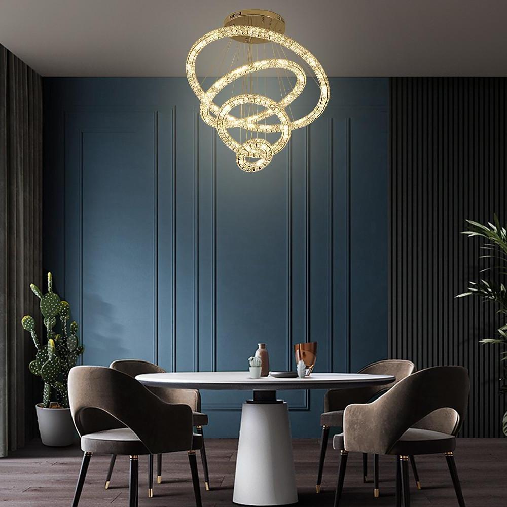 wibuxi1621838234279-8ffa41e7-fa08-475d-bf2c-76e96784800c.jpg 3/4-Light LED Tiered Chandelier LED Crystal Ring Hanging Pendant Light - Image 1