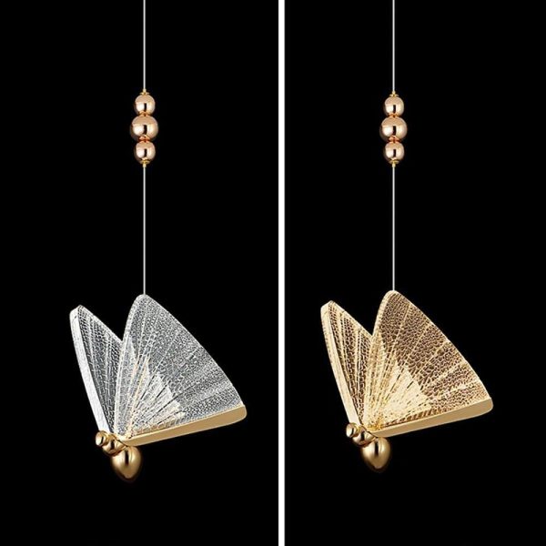 Butterfly Shaped Coastal Pendant Lights Metal Acrylic Bedroom Ceiling Lights - Image 10
