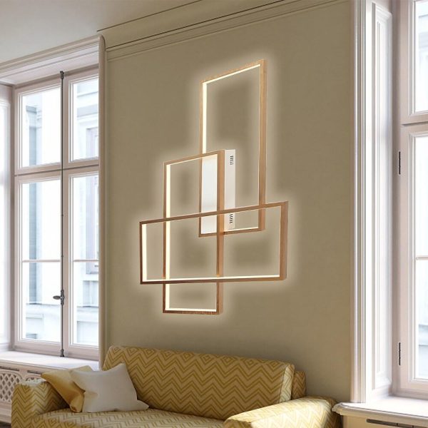 Overlapping Rectangles Aluminum Geometric Style Flush Mount Lighting LED Ceiling Light - Image 4