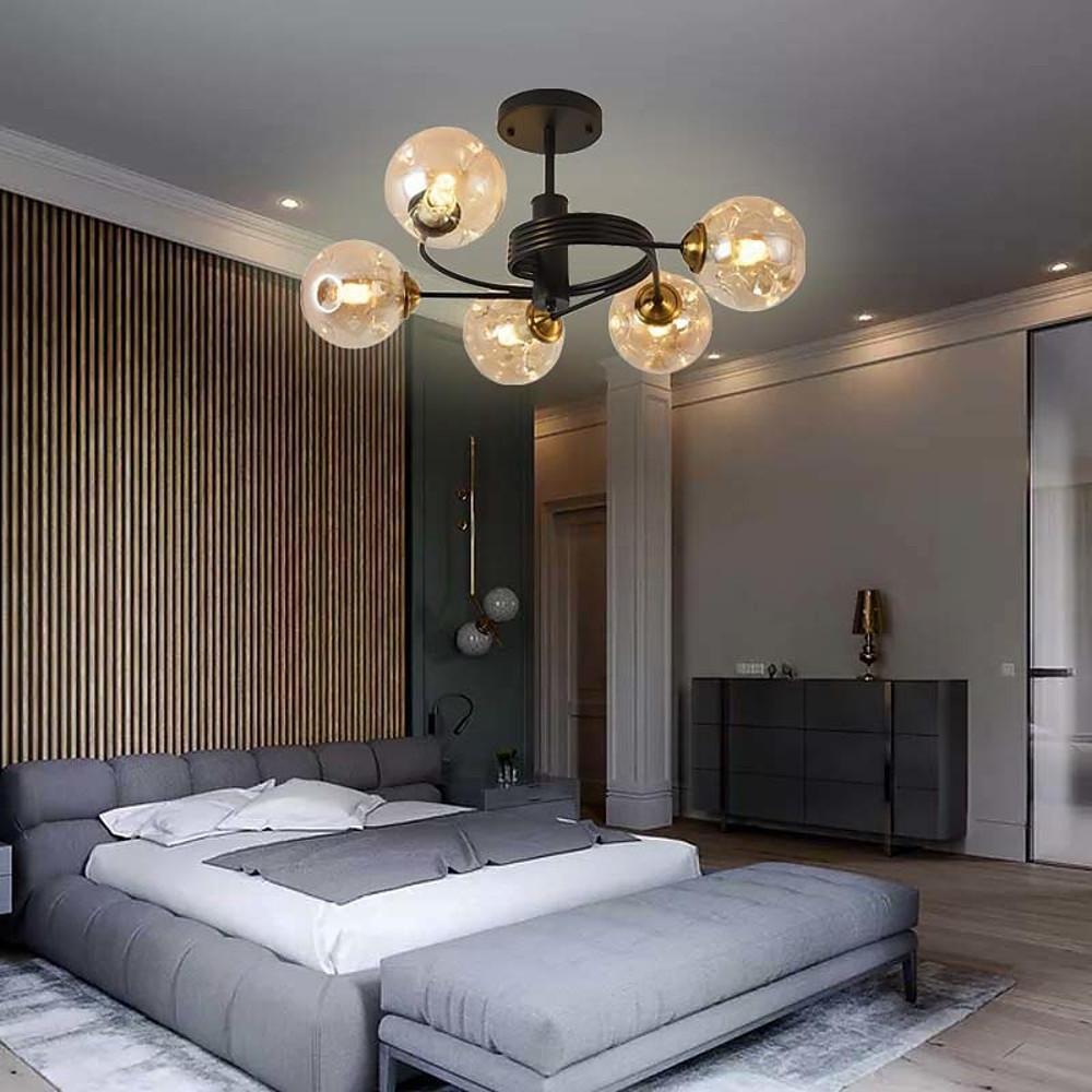 wolk1606196598853-630895-b4222ede-bc1f-4df9-96b9-7b0b674a7f21.jpg Swirling Nordic Globe Bubble Chandelier Metal Glass Bedroom Chandelier - Image 1