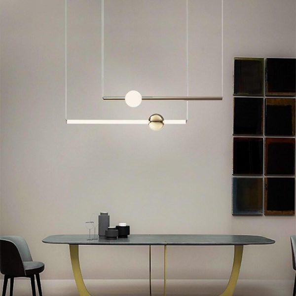 Linear Chandelier Metal Glass Kitchen Dining Room Ceiling Light - Image 2