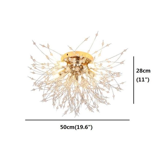5-Light Unique Style Design Flush Mount Lighting Metal Crystal LED Living Room Ceiling Lights - Image 4