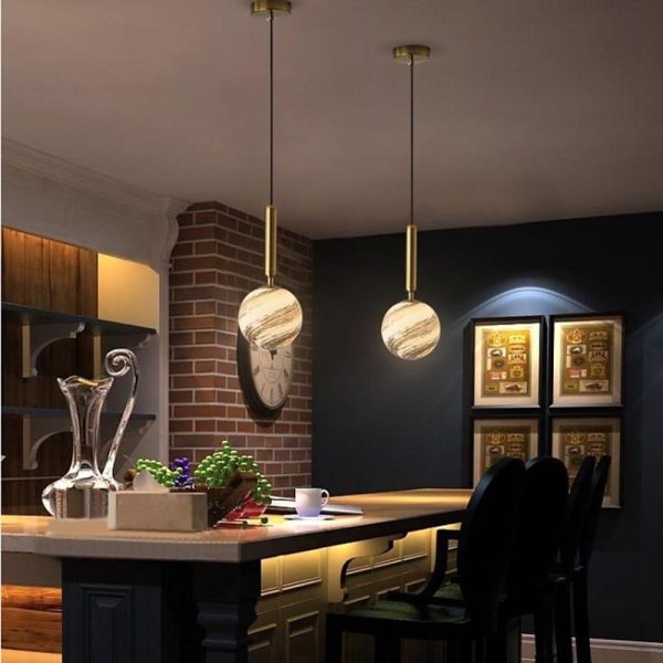 Distressed Globe Hallway Pendant Light Metal Acrylic Pendant Lighting - Image 5