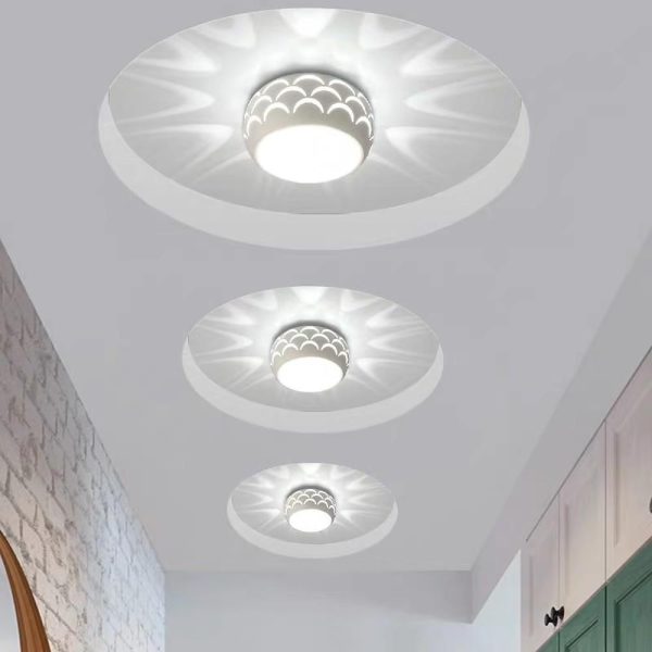 Globe Modern Flush Mount Drum Light Hallway Entryway LED Ceiling Light - Image 5