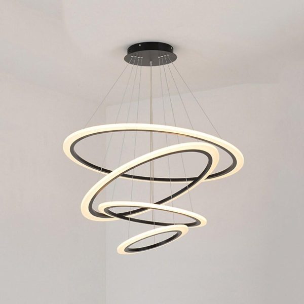 4-ring Geometric LED Modern Chandelier Pendant Light Hanging Lamp Island Lights - Image 6