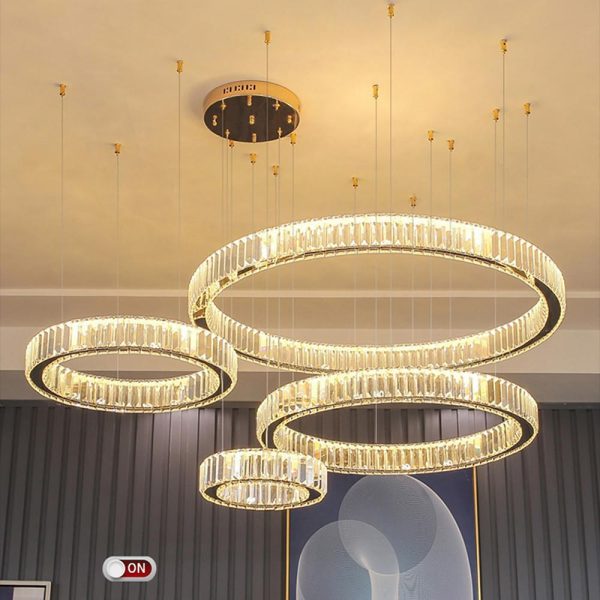 4-Ring Gold Large Chandeliers for Foyer Modern Crystal Chandelier - Image 3