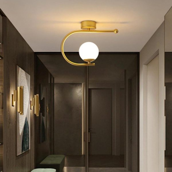 Black Flush Mount Ceiling Light Curves Globe Traditional Light - Image 2