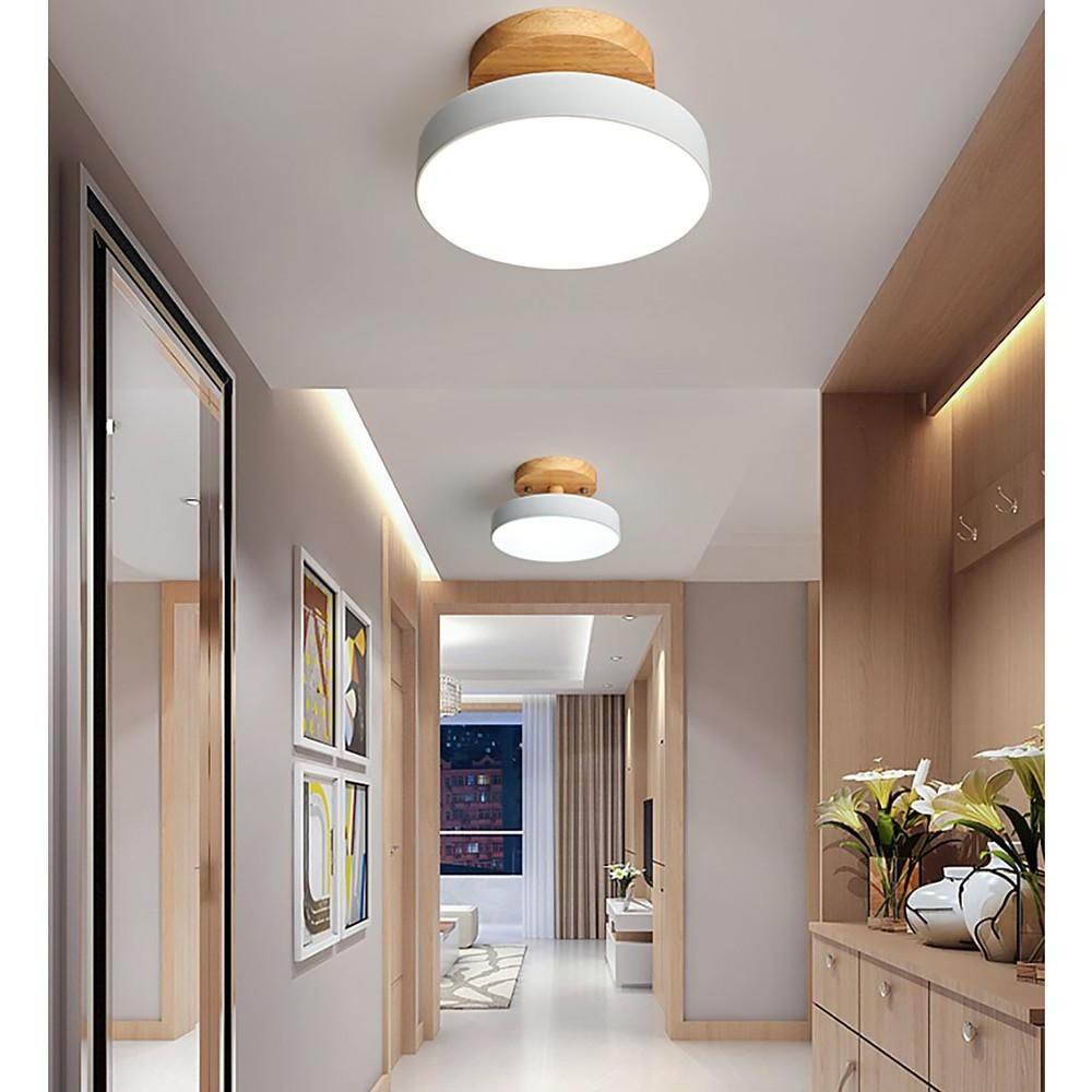 wxrvsw1608628414731-172475c8-f1d3-4944-8509-3fa2c2448e1b.jpg Round Minimalist Drum Flush Mount Light Metal Bamboo LED Ceiling Light - Image 1