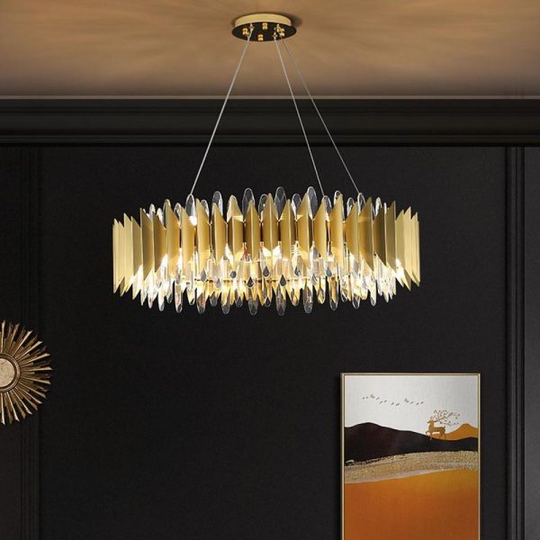 Modern Round Crystal Chandelier Stainless Steel Single Ceiling Light - Image 6