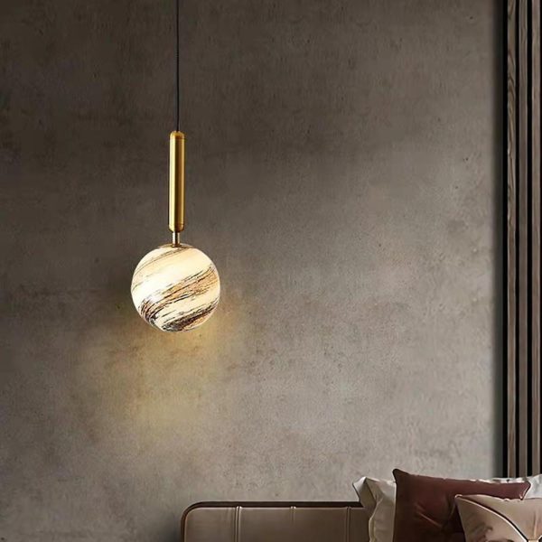 Distressed Globe Hallway Pendant Light Metal Acrylic Pendant Lighting - Image 6