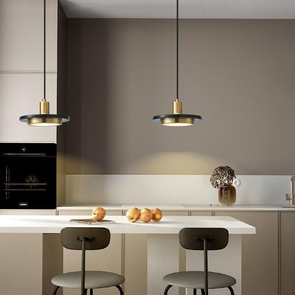 Double Circle Pendant Lighting Classic Metal Marble Island Pendant Lights - Image 4