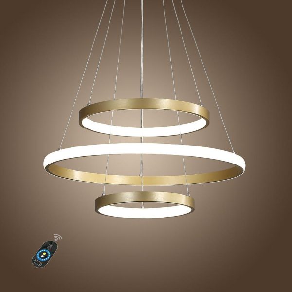 3-ring Dimmable Contemporary Gold LED Chandelier Light Dining Room Chandeliers Lamp - Image 3