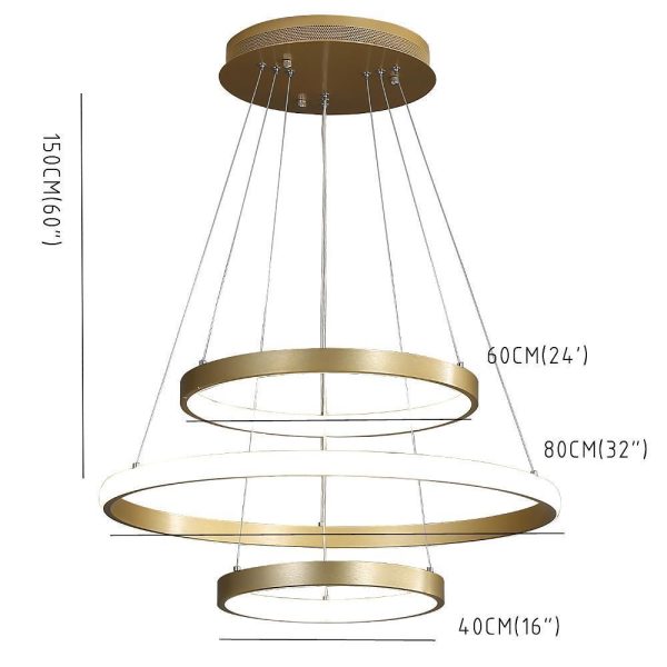 3-ring Dimmable Contemporary Gold LED Chandelier Light Dining Room Chandeliers Lamp - Image 9