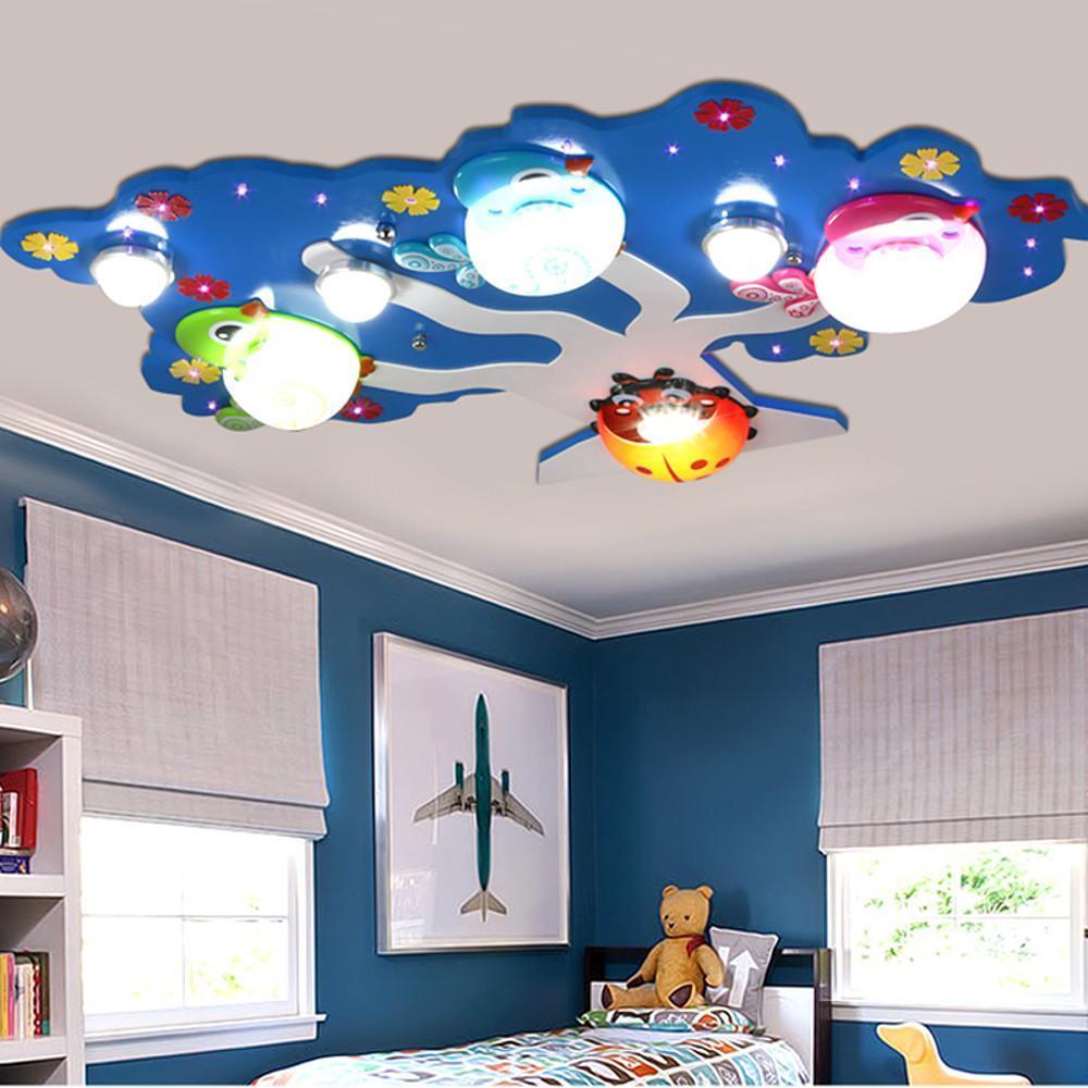 xtvhoc1525831434653-d9da1546-33c6-4900-9f6e-f8a0825779ee-260211.jpg LED Wildlife Colorful Painted Acrylic Glass Flush Mount Ceiling Light for Baby Kids - Image 1