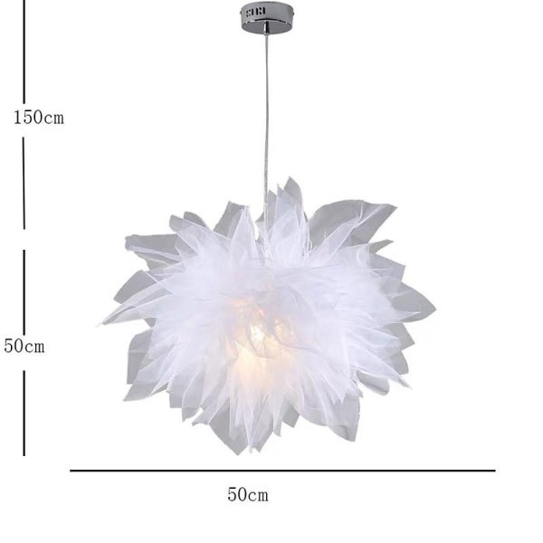 20'' Fabric Flower Design Electroplated Metal LED Modern Pendant Lights - Image 6