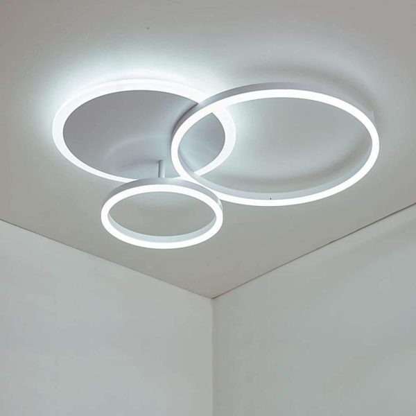 26'' LED Artistic Flush Mount Ceiling Light with Luxury 3 Ring for Bedroom - Image 2