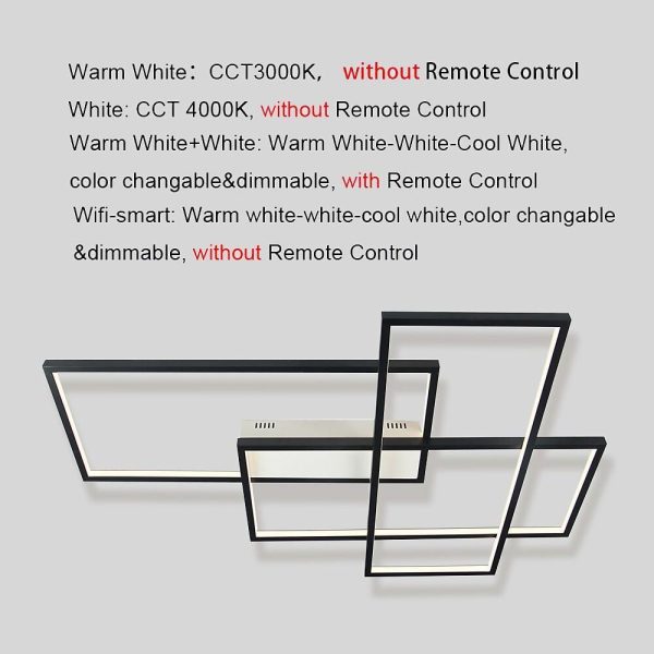 Overlapping Rectangles Aluminum Geometric Style Flush Mount Lighting LED Ceiling Light - Image 22