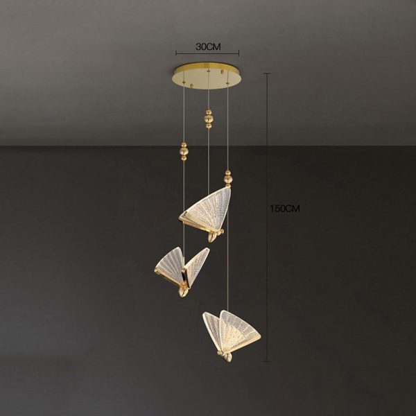 Butterfly Shaped Coastal Pendant Lights Metal Acrylic Bedroom Ceiling Lights - Image 7