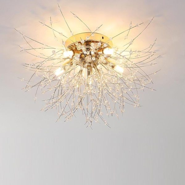 5-Light Unique Style Design Flush Mount Lighting Metal Crystal LED Living Room Ceiling Lights - Image 2