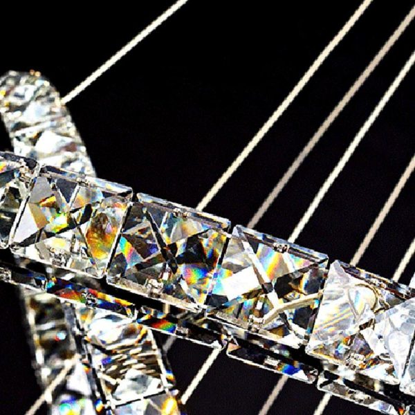 2-Ring Encrusted Crystal Chandelier Light Living Room Light Fixtures with Uplight Bulb - Image 3