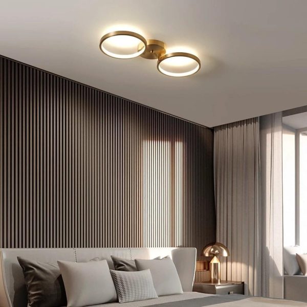 3-light Circular Copper LED Modern Flush Mount Lighting Ceiling Lights - Image 2
