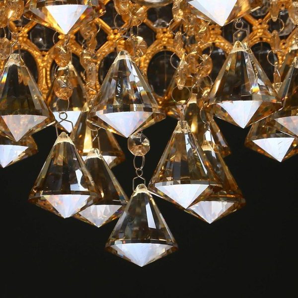 4-Light Drum Shaped Crystal Metal Modern Flush Mount Lighting Chandelier - Image 8