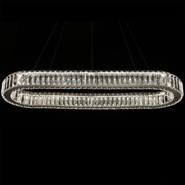 Chrome Golden Crystal Clear Beauty Oval Ring Hanging Pendant Chandelier - Image 9
