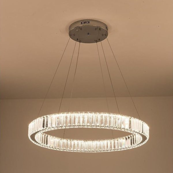 Luxury 1-Light Ring Shaped Wagon Wheel Chandelier in Gold Finish - Image 3