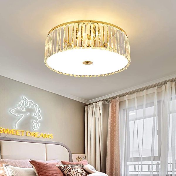 Candelabra Flush Mount Ceiling Light Metal Crystal Unique LED Light - Image 2