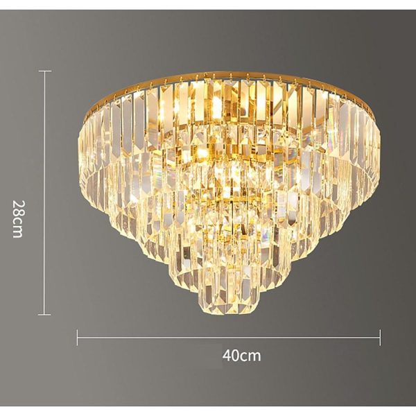 Candelabra Flush Mount Ceiling Light Metal Crystal Unique LED Light - Image 6