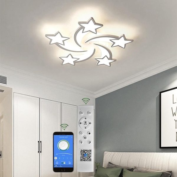 Celestial Shooting Stars Flush Mount Ceiling Light- LED, Dimmable, White, 5 to 15 Star Lights - Image 8