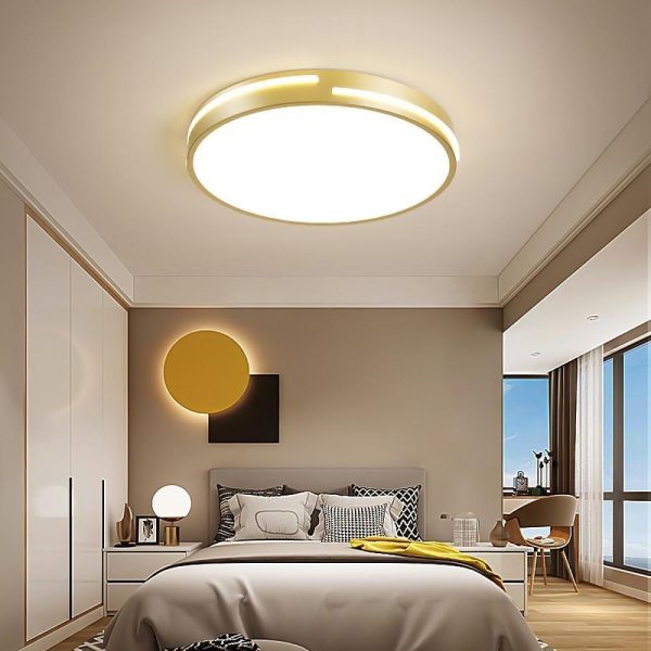 Minimalist Round Dimmable LED Gold Modern Flush Mount Ceiling Light - Image 2