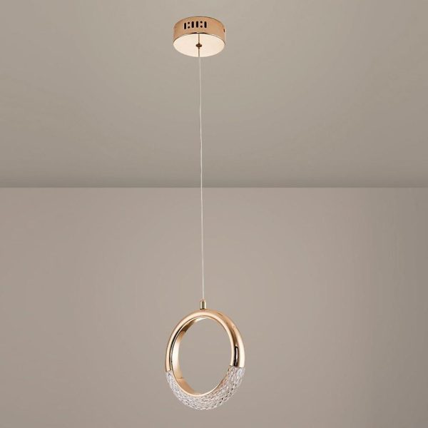 Ring Shaped LED Electroplated Metal Modern Pendant Light Hanging Lamp Chandeliers - Image 9