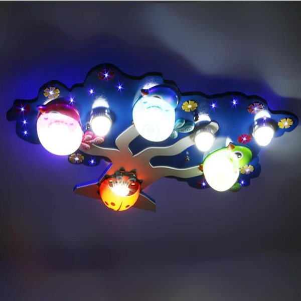 LED Wildlife Colorful Painted Acrylic Glass Flush Mount Ceiling Light for Baby Kids - Image 4