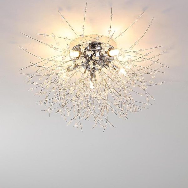 5-Light Unique Style Design Flush Mount Lighting Metal Crystal LED Living Room Ceiling Lights - Image 3