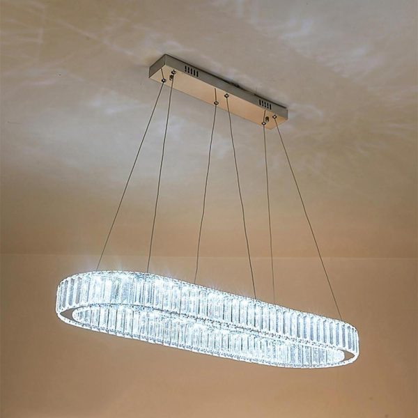 Chrome Golden Crystal Clear Beauty Oval Ring Hanging Pendant Chandelier - Image 4