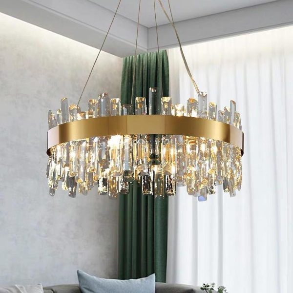 8 Light Modern Crystal Chandelier Industrial Brass Chandelier - Image 3