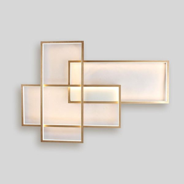 Overlapping Rectangles Aluminum Geometric Style Flush Mount Lighting LED Ceiling Light - Image 16