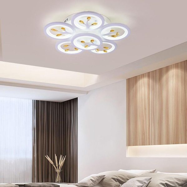 16 Lights Flower Dimmable LED White Nordic Ceiling Lights Flush Mount Lighting - Image 2