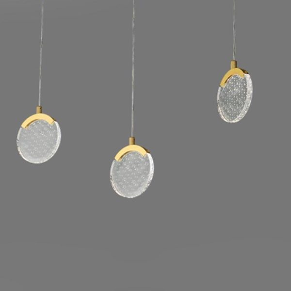 Artistic Circular Acrylic Copper LED Nordic Pendant Lighting Hanging Lamp - Image 6