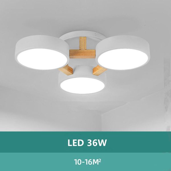 3 Circle Flush Mount Ceiling Light Metal Wood Bamboo LED Light - Image 4