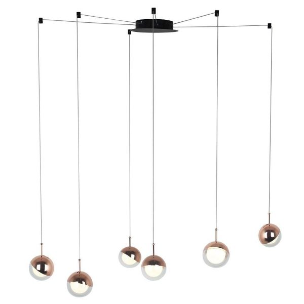 Mini Globe Cluster Design Chandelier Light Metal Acrylic Ceiling Light 6 Bulbs - Image 2