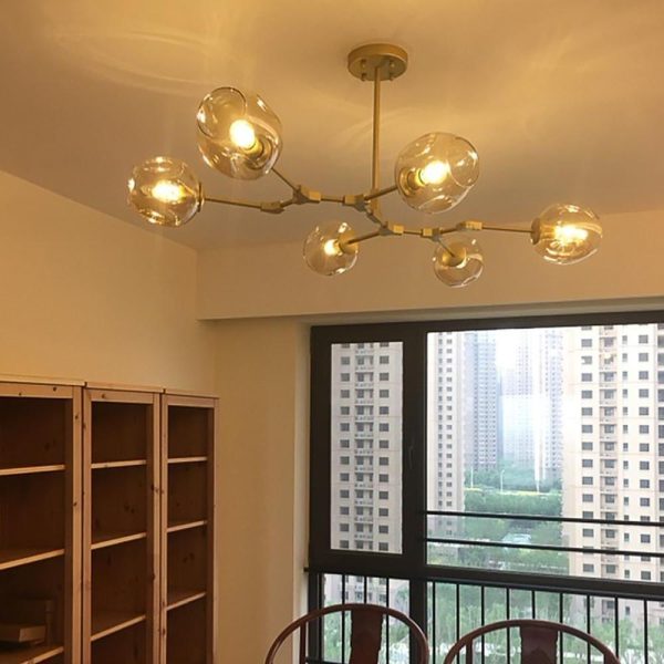 Nordic Contemporary Sputnik Chandelier for Living Room Blown Glass Chandeliers 6 Bulbs - Image 3