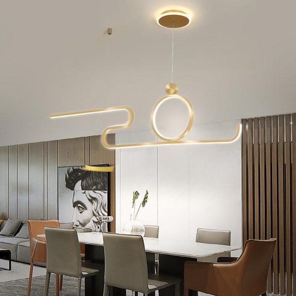 Circle Curved Linear LED Modern Pendant Light Hanging Lamp Island Lights - Image 2